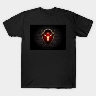 Deer Shield with Torches on the Wall T-Shirt